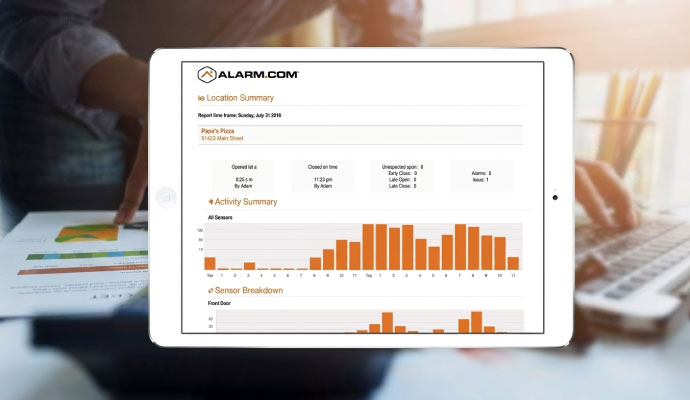 Alarm.com location summary business report