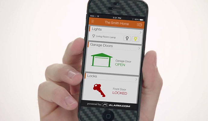 Alarm.com mobile app garage door status