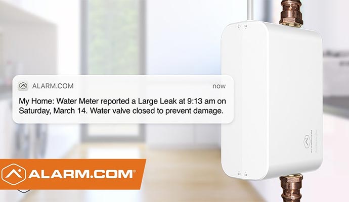 Alarm.com water leak detection valve
