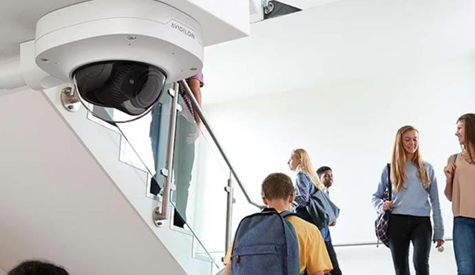 Avigilon security camera installed in school building