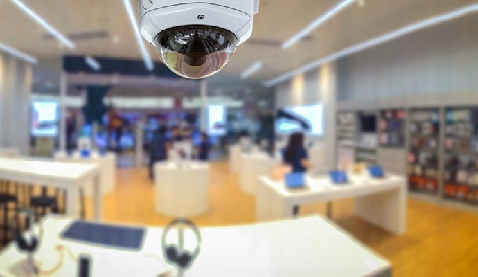 High-quality business security camera installed in a retail store