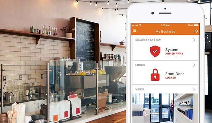 Business security monitoring app for remote alerts