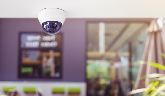 Clear view from a surveillance camera inside a restaurant