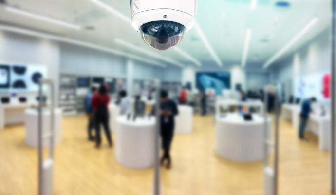 security camera installed in retail store