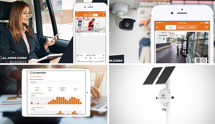 Collage of business monitoring, security, reporting and mobile surveillance system Collage of business monitoring, security, reporting and mobile surveillance system