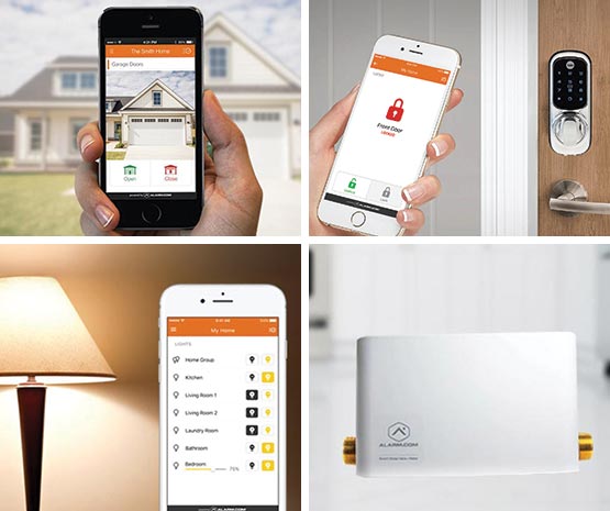 Collage of different home automation systems