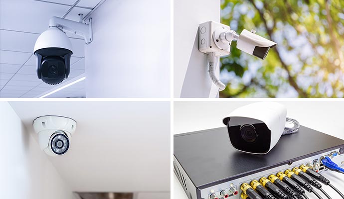 Collage of different security cameras Collage of different security cameras