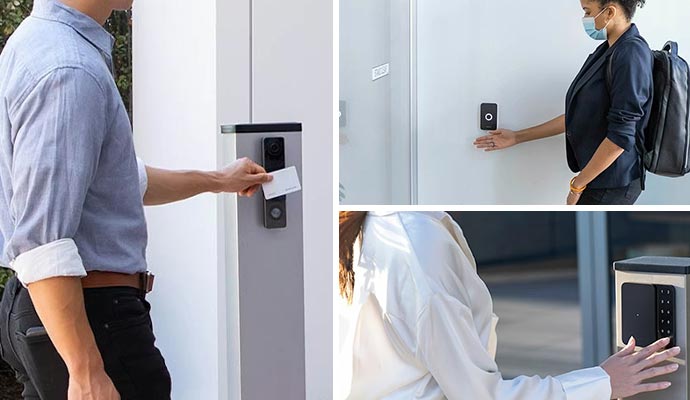 Collage of different types of authorized entries using Avigilon