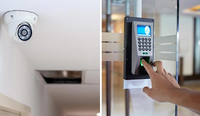 Collage of security systems and access control