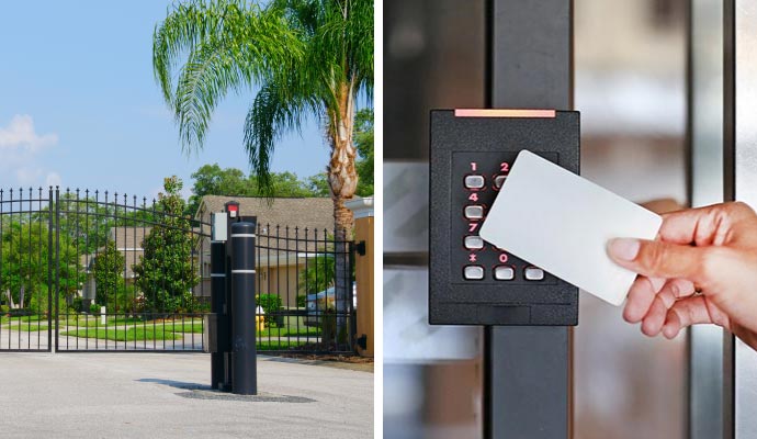 Collage of smart community access and touchless door