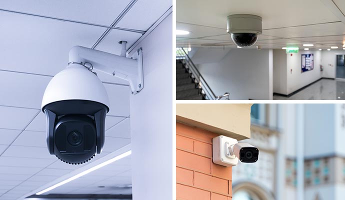 Collage of various security cameras