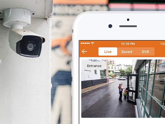 An entrance monitoring system with a security camera for live view