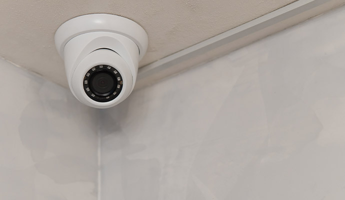Security camera installed on the ceiling