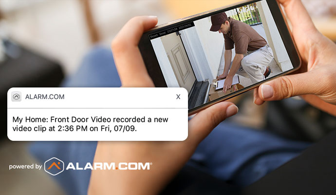 Front door security camera live video notification
