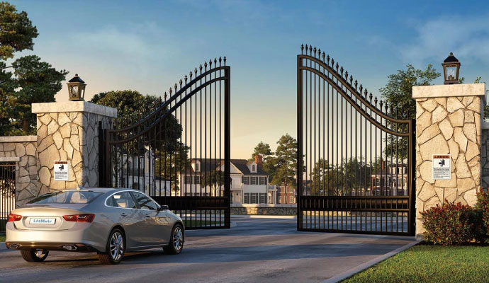 Gated community driveway entrance