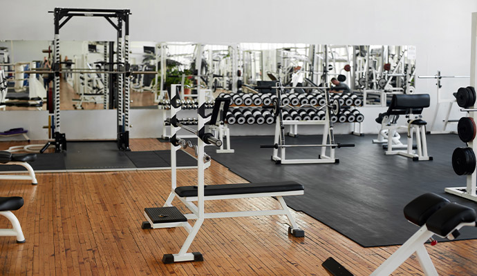 Gym interior with equipment