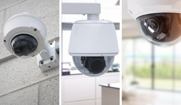 collage of some outdoor dome cameras