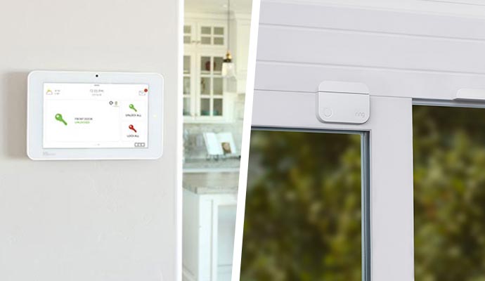 collage of interactive panel and door sensor