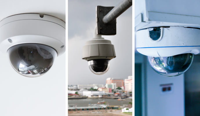 collage of PTZ, outdoor and CCTV dome camera