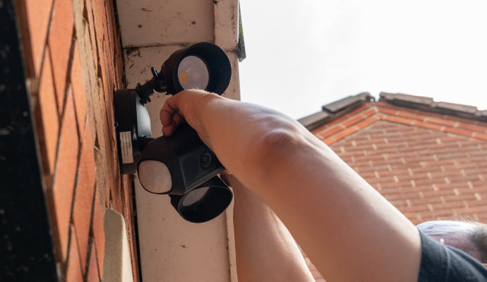 Floodlight security camera installation