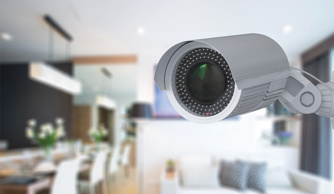 Indoor security camera on ceiling