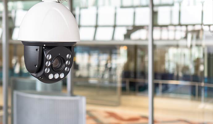 IP PTZ camera installed in a commercial space