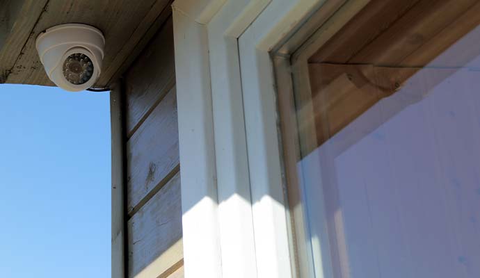 Outdoor security camera in a residential property