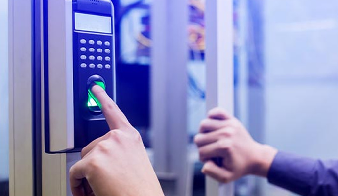 Person using biometric authentication for continental access
