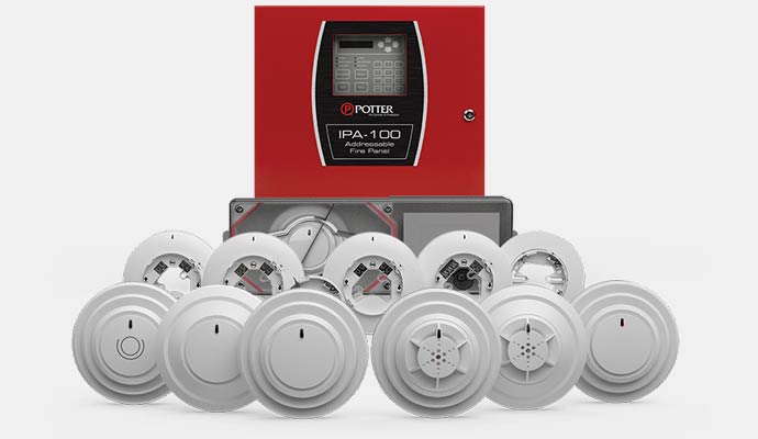 Potter ipa 100 addressable fire panel and smoke detectors