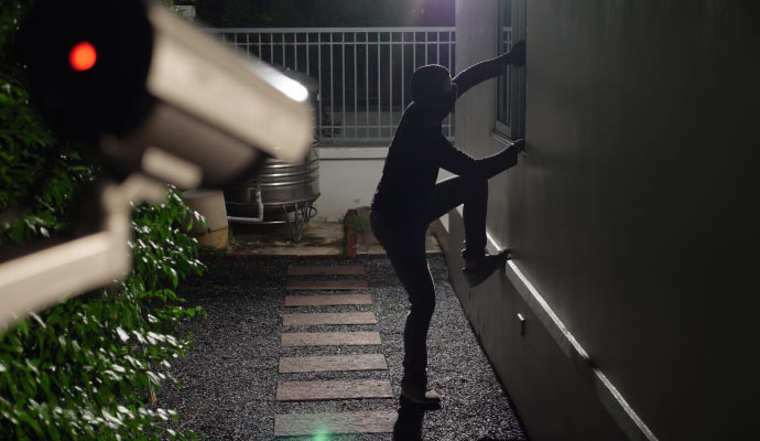 A security camera capturing crime footage