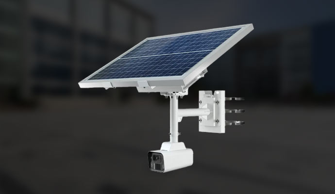 A solar-powered security camera with solar unit