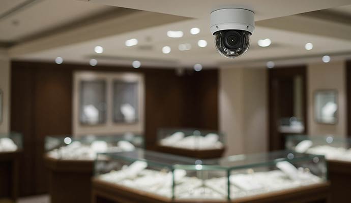 Security camera installed in a shop