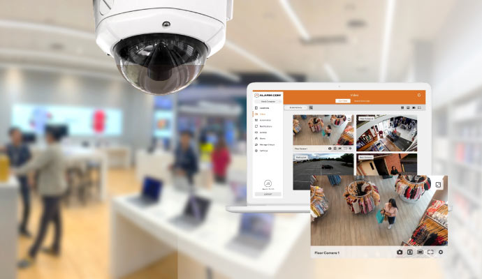 Installed security camera in a commercial space