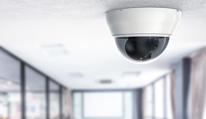 An installed security camera