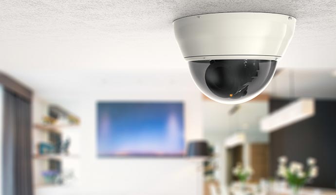 Security camera installed on the ceiling