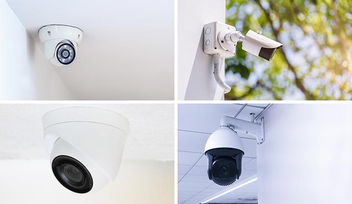Collage of different security cameras Collage of different security cameras