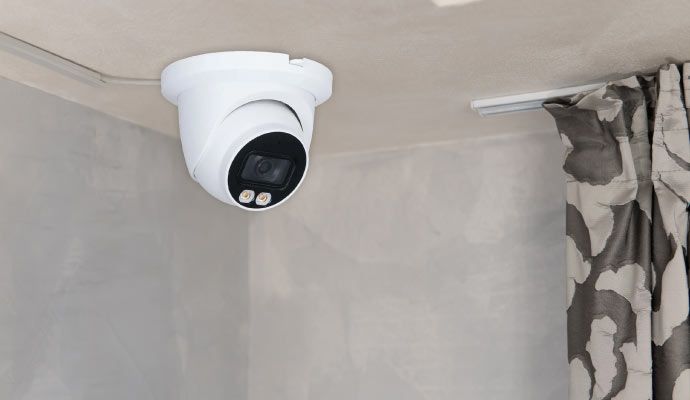 Installed turret camera on the ceiling