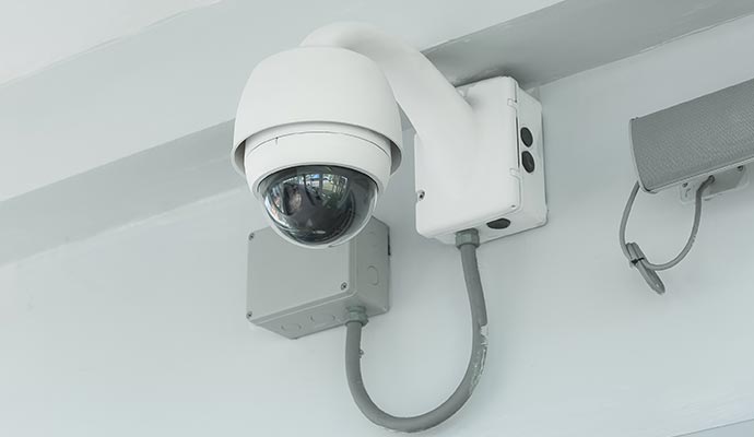 Installed wired security camera