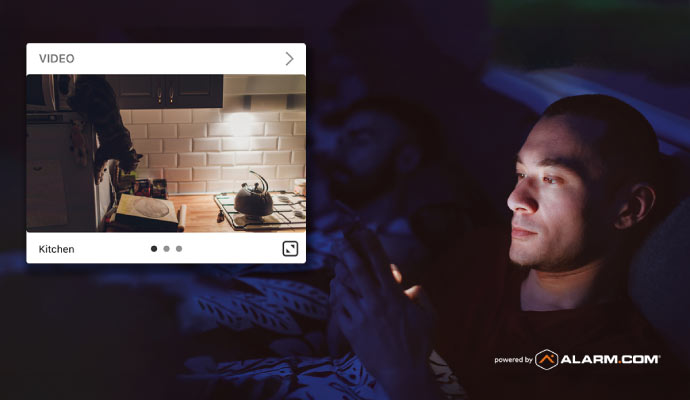 Person monitoring home from mobile device