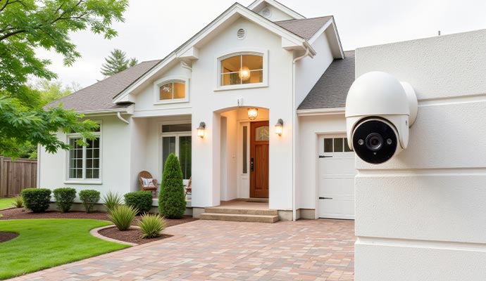 PTZ camera installed outside of the house