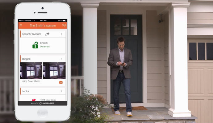 Person using smart home monitoring system