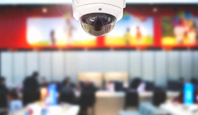 PTZ camera mounted on ceiling