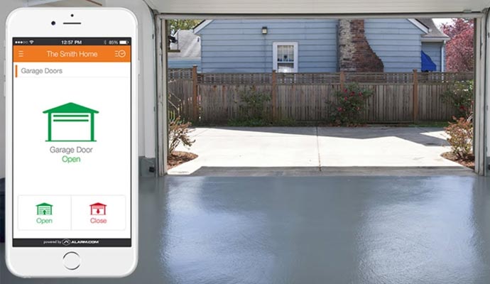 Garage door opener app on a smartphone