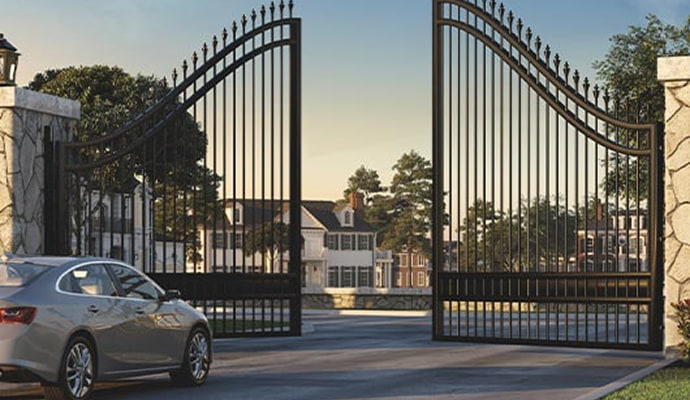 Smart gate control system installed on a large iron gate