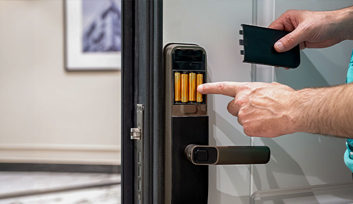 Replacing batteries during routine smart electronic lock maintenance