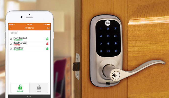 Smartphone app controlling keyless digital smart door lock access