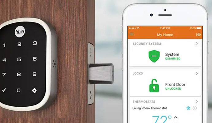 Digital smart keypad lock and connected smartphone home security app