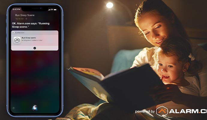 A smartphone is displaying voice control of smart home sleep scene