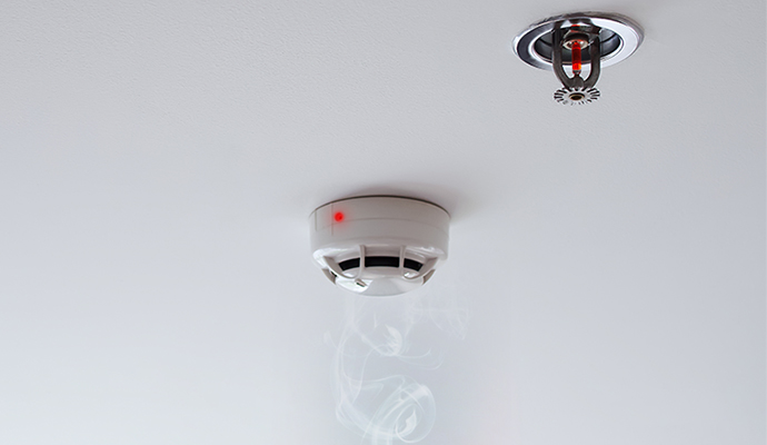 Smoke detector installed on ceiling