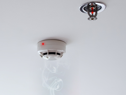 Smoke detector installed on ceiling